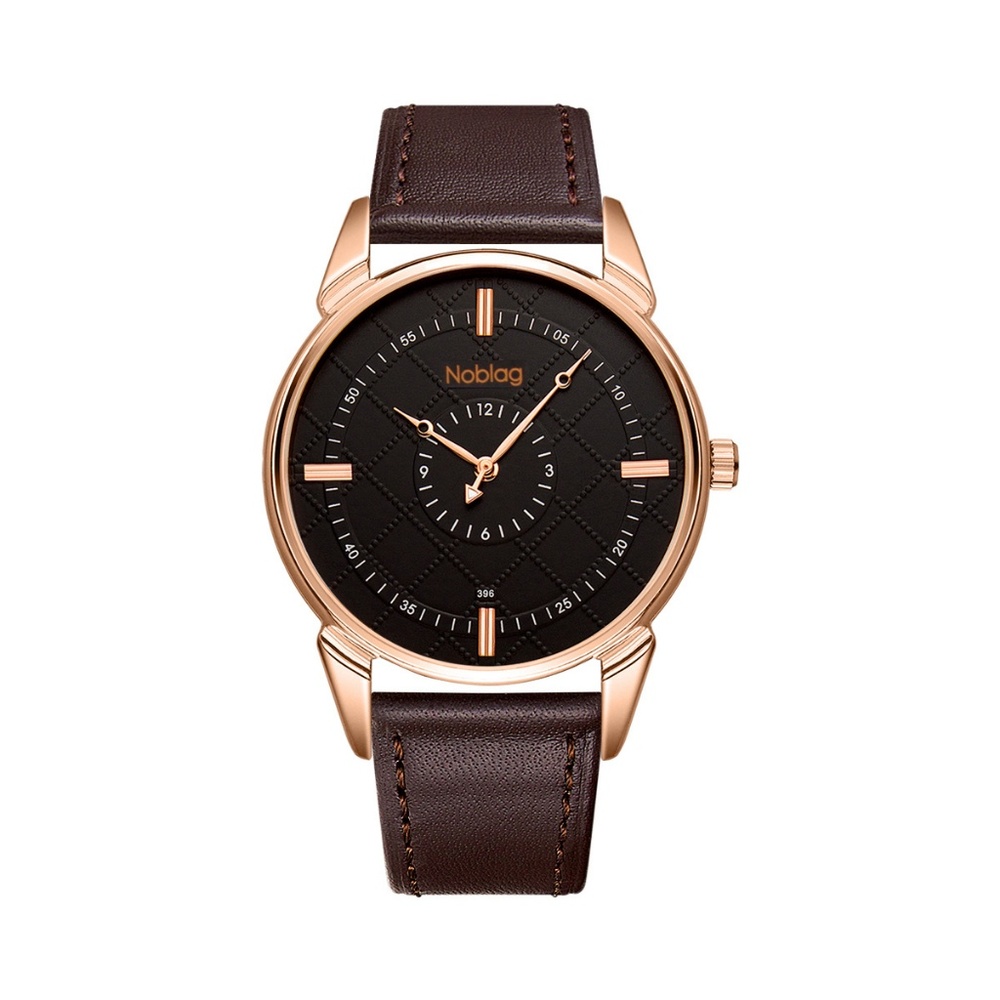 Noblag Watch Unisex Brown Strap Black Dial
